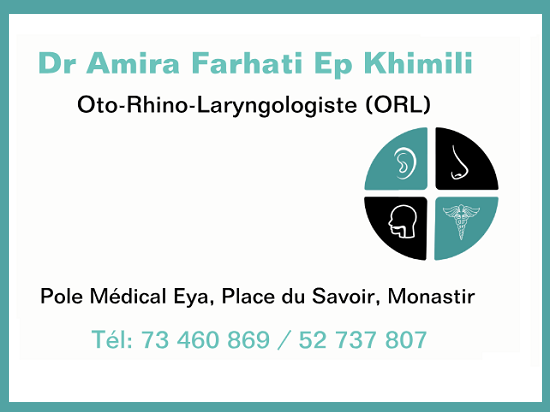 ORL à Monastir / Dr Amira Farhati Ep Khimili